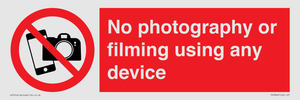 No photography or filming using any device